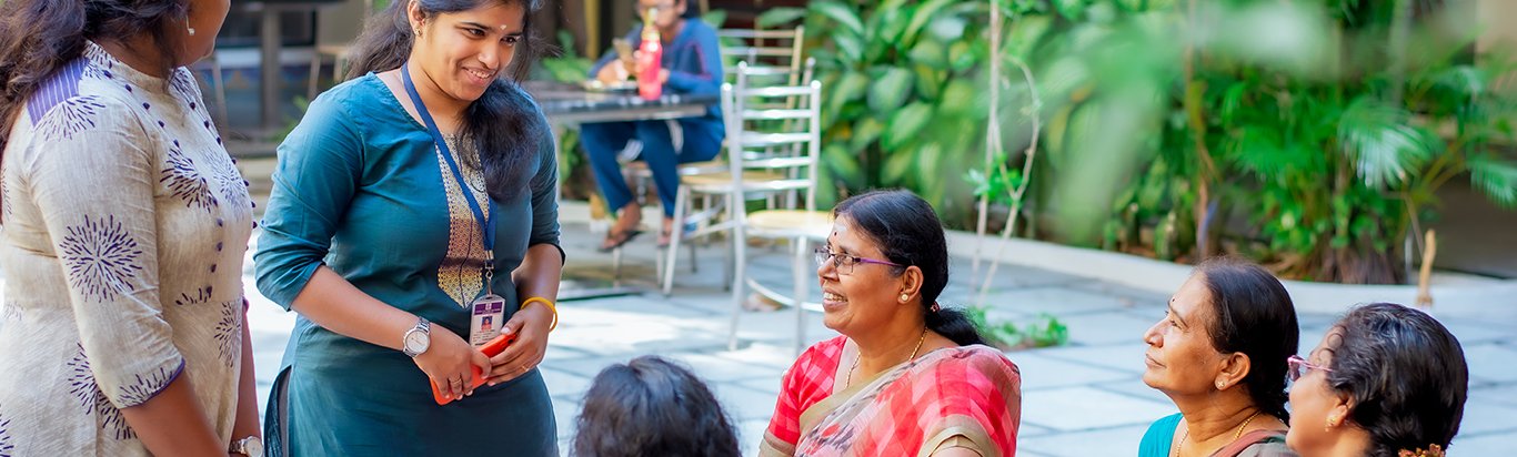 Students and parents talking
