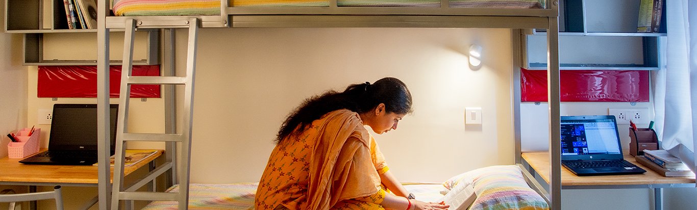 A student reading a textbook